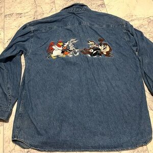 Warner Bros. Blue Denim Shirt with Looney Tunes Characters